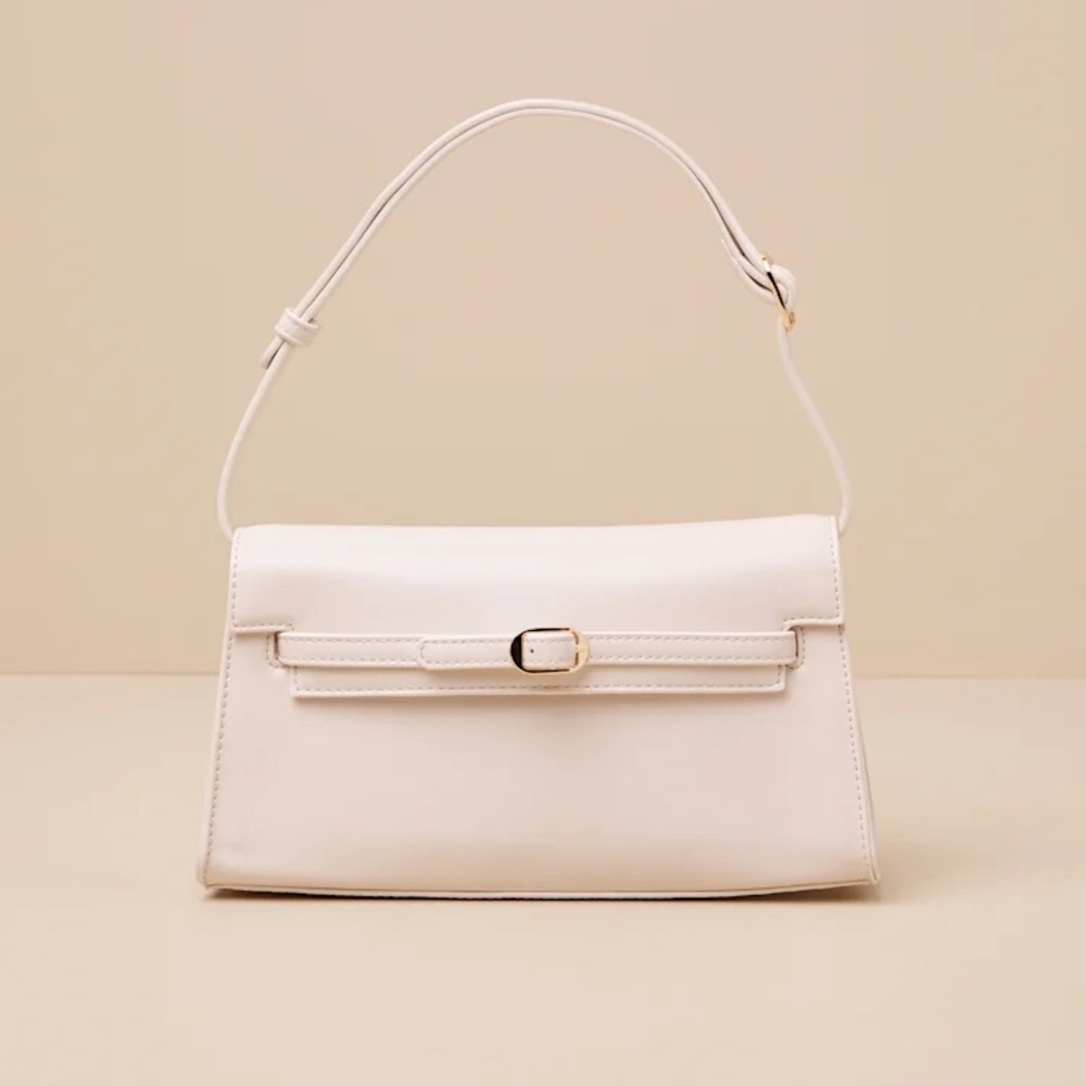 LULUS Calandra Bone Vegan Leather Shoulder Bag